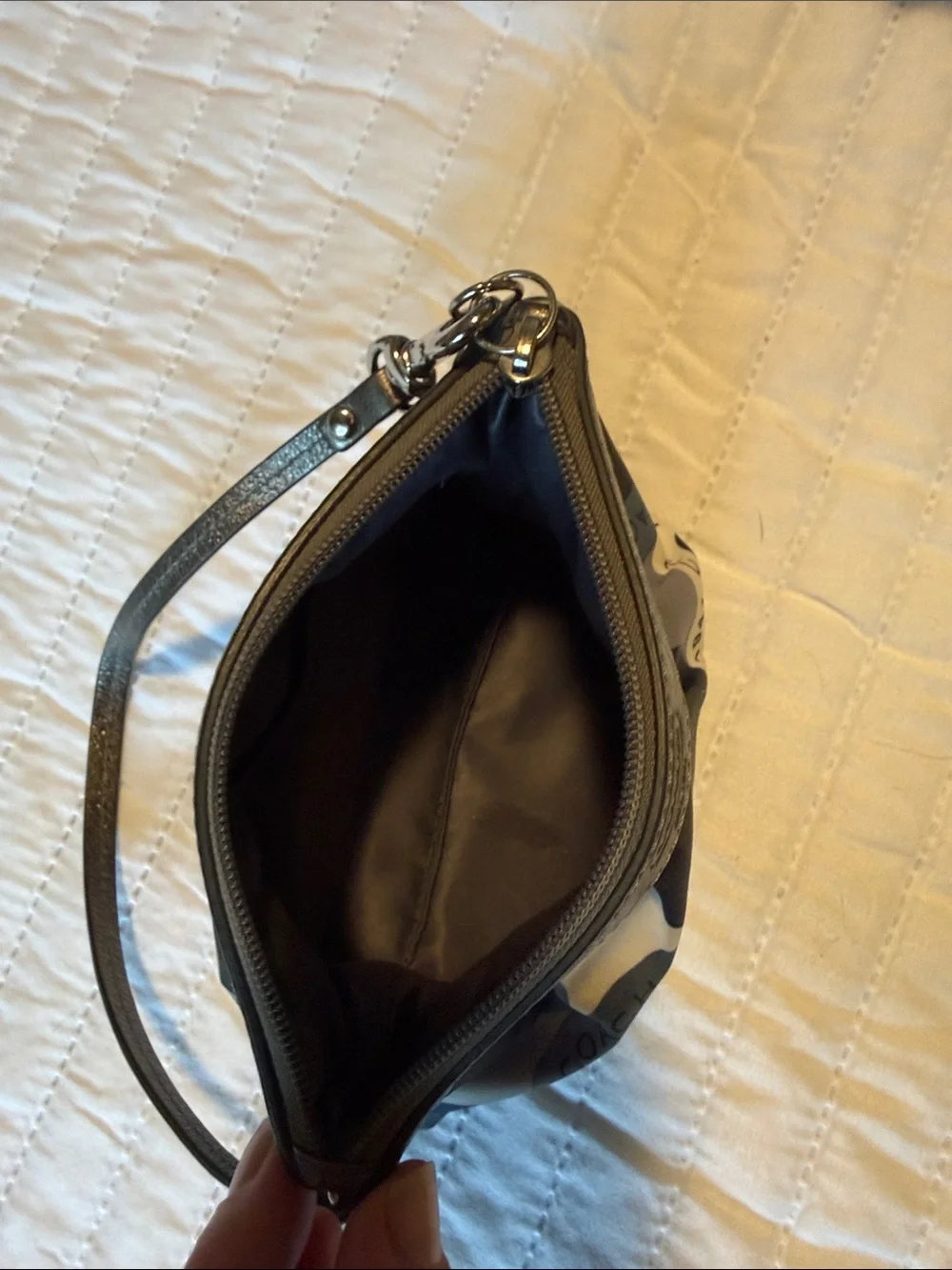 Coach Blue & Silver Legacy ring print wristlet